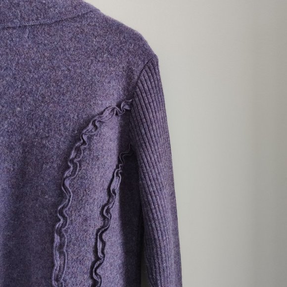 Herman Geist Purple Pure Wool Collared Button Sweater Jacket Size Small - Picture 9 of 11